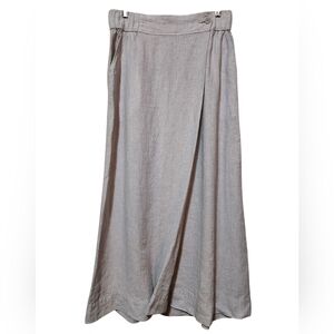 Poetry 100% Linen Lagenlook Faux Wrap Long Skirt Size 10